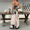 European and American cross-border ethnic style printed, cinched waist jumpsuit with knot design, casual vacation style women's jumpsuit details Picture